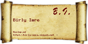 Birly Imre névjegykártya